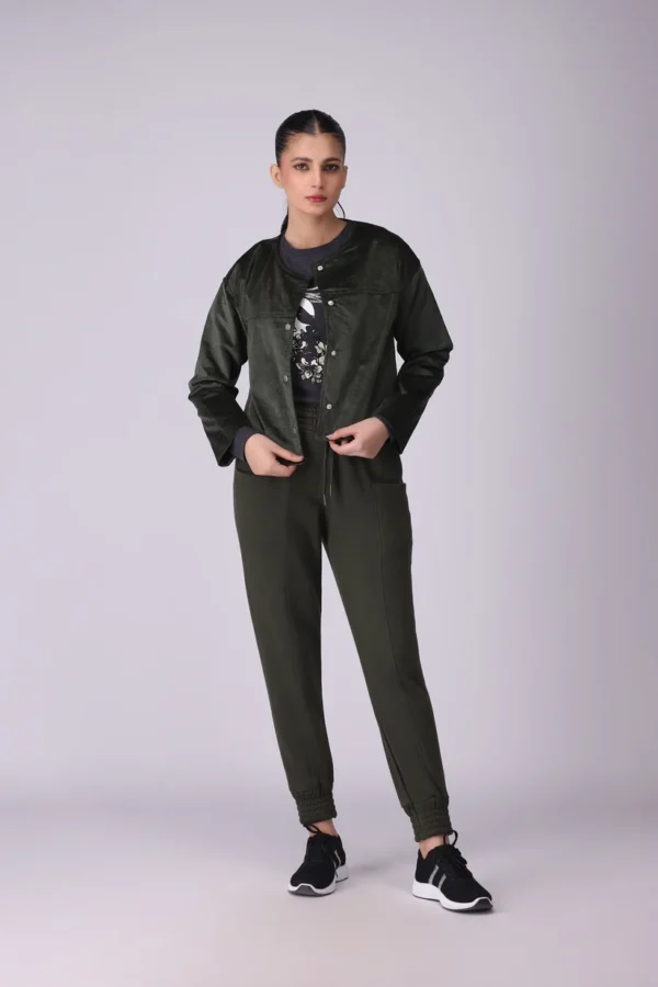 Corduroy Round Neck Button Down Jacket - Image 3